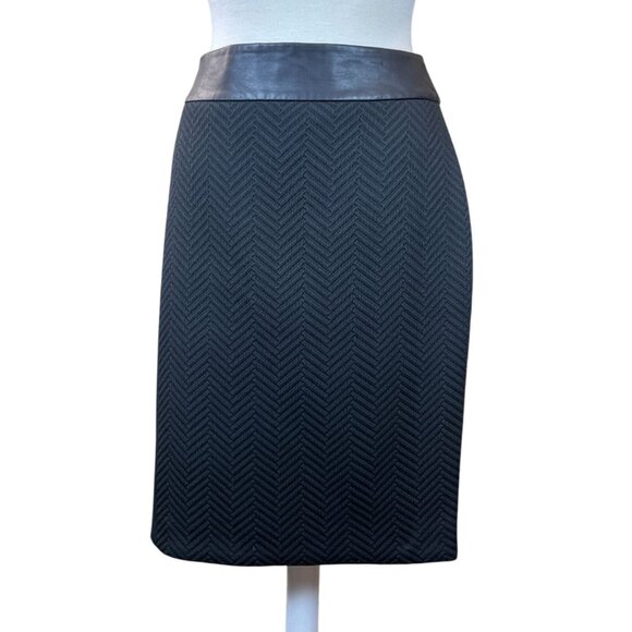 Banana Republic Faux Leather Waistband Textured Chevron Lined Skirt Sz 10 NWOT - Picture 1 of 8